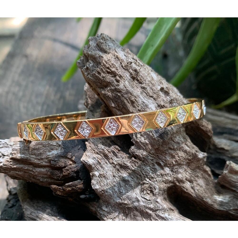 Ross-Simons Gold Diamond-Accented Bangle Bracelet - Picture 2 of 5
